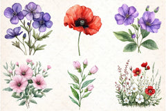 Wild Flowers Clipart Bundle - CraftNest - Digital Crafting and Art