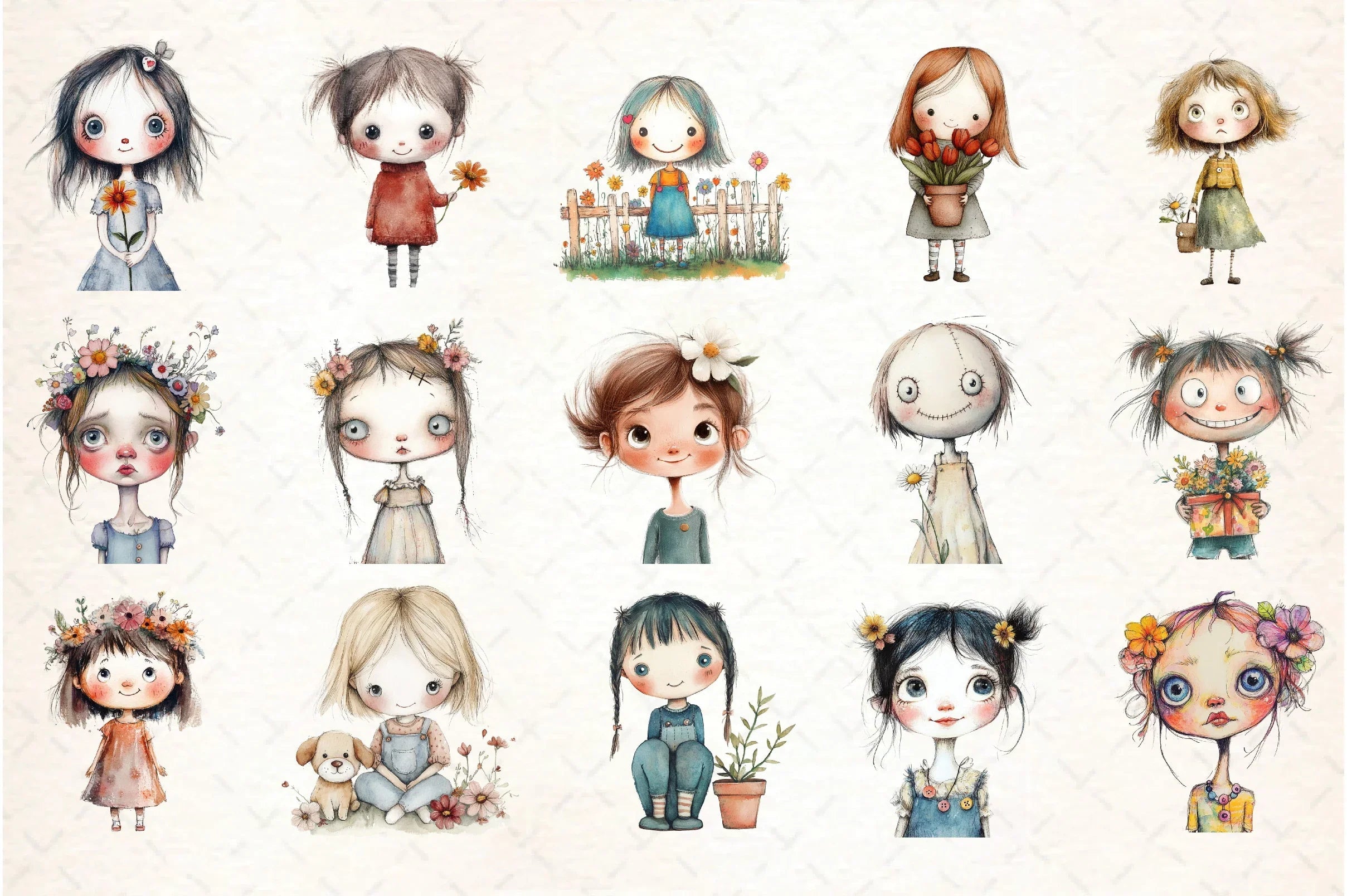 Flower Girls Clipart Bundle - CraftNest - Digital Crafting and Art