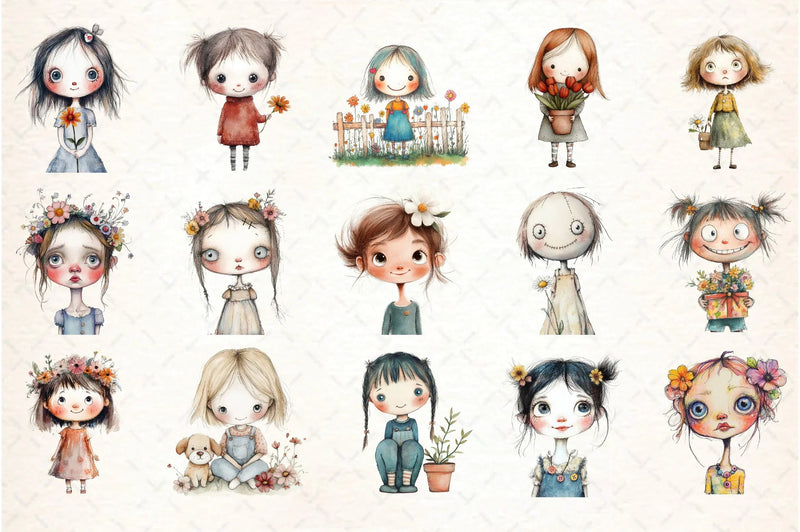 Flower Girls Clipart Bundle - CraftNest - Digital Crafting and Art