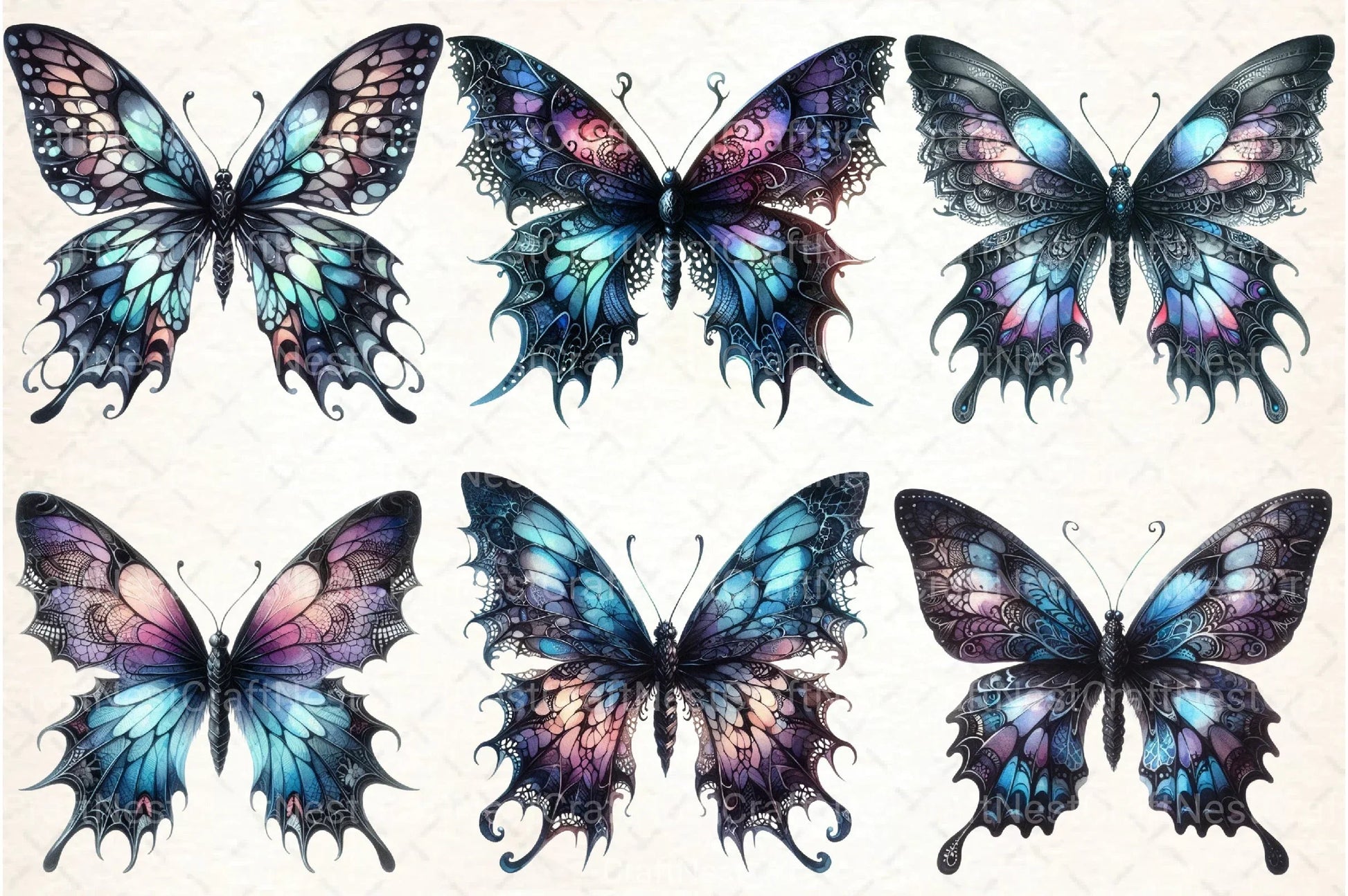 Gothic Butterfly Clipart Bundle 1 - CraftNest - Digital Crafting and Art