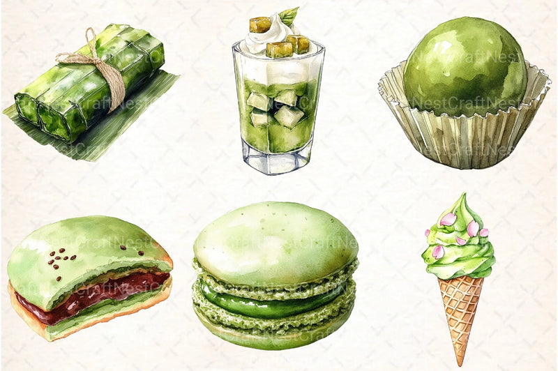Japanese Desserts Matcha Clipart Bundle - CraftNest - Digital Crafting and Art