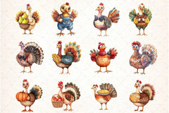 Thanksgiving Turkey Cartoon Clipart Bundle - CraftNest - Digital Crafting and Art