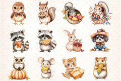 Cute Kawaii Thanksgiving Animals Clipart Bundle - CraftNest - Digital Crafting and Art