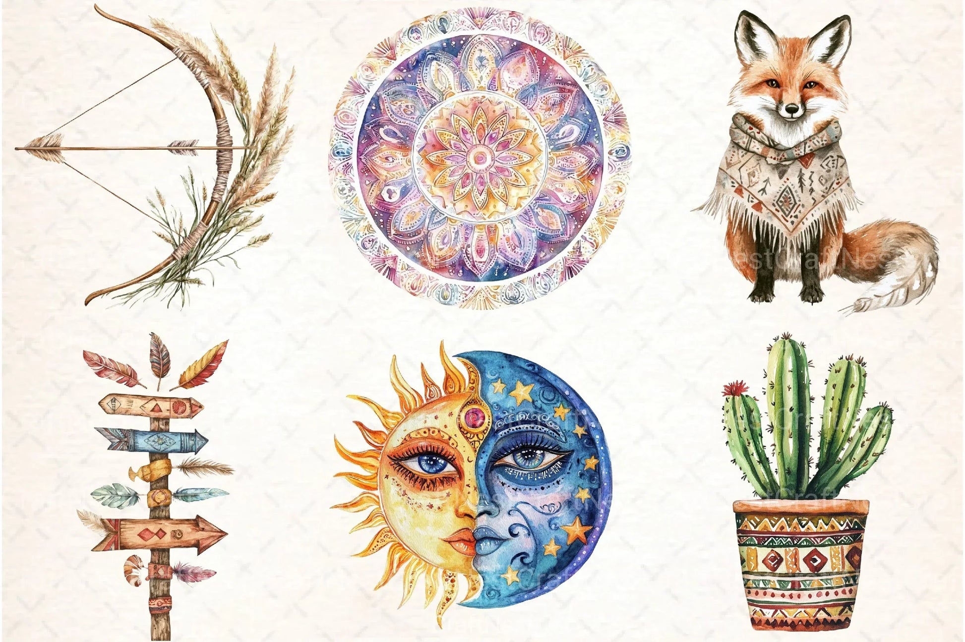 Boho Tribal Clipart Set Bundle - CraftNest - Digital Crafting and Art