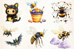 Cute Halloween Bees Clipart Bundle - CraftNest - Digital Crafting and Art