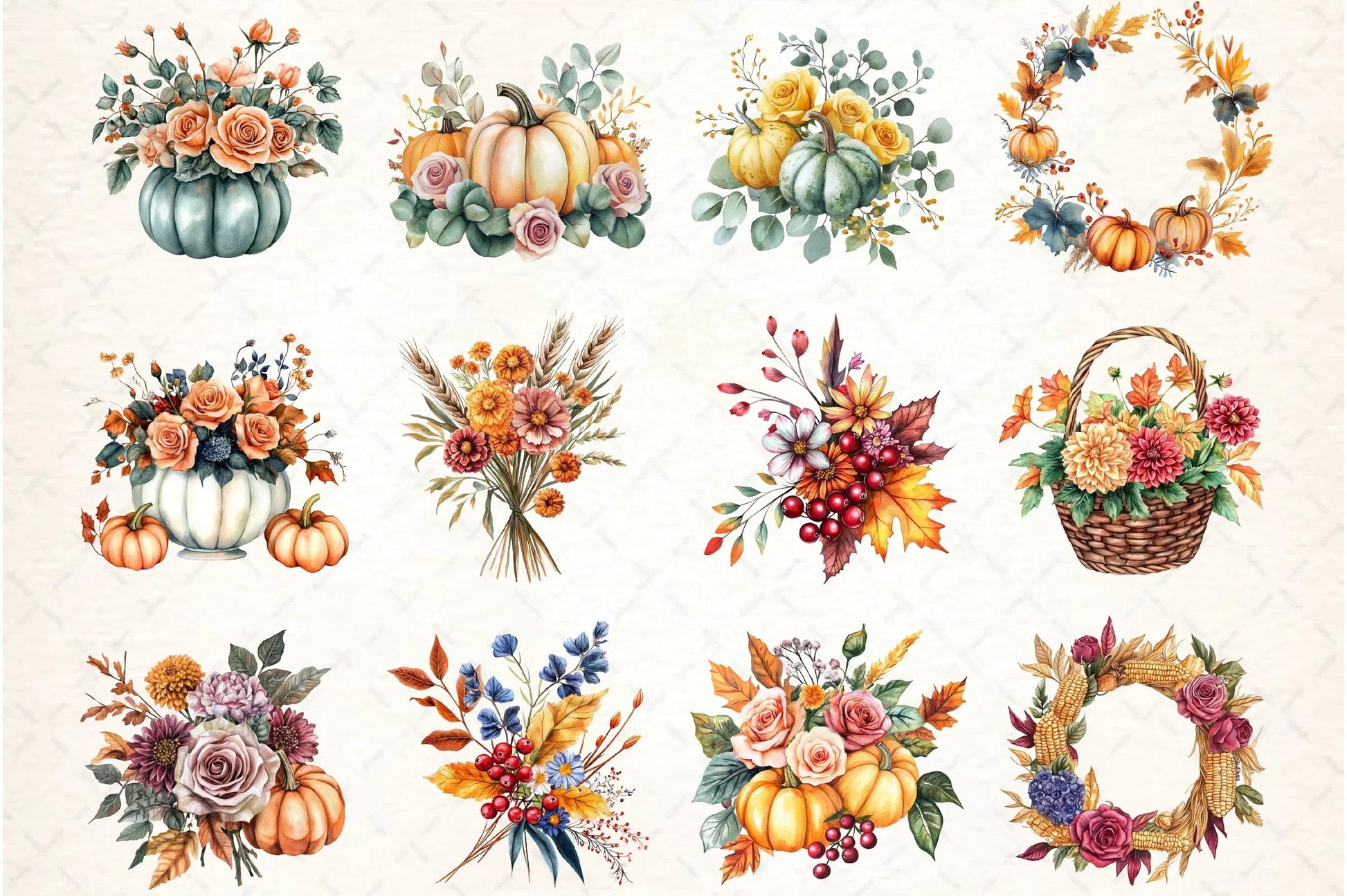 Thanksgiving Floral Arrangement Clipart Bundle - CraftNest - Digital Crafting and Art