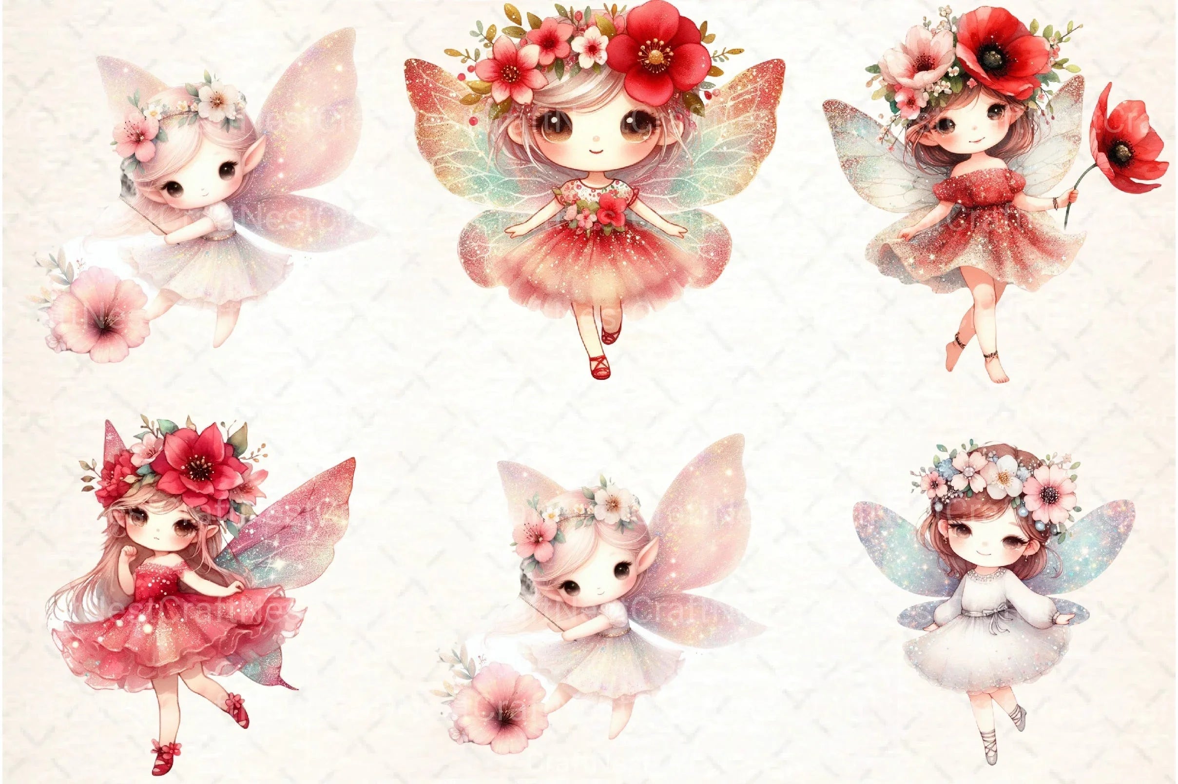 Flower Glitter Fairy Clipart Bundle - CraftNest - Digital Crafting and Art