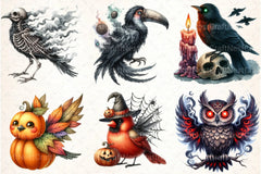 Spooky Halloween Quirky Birds Clipart Bundle - CraftNest - Digital Crafting and Art