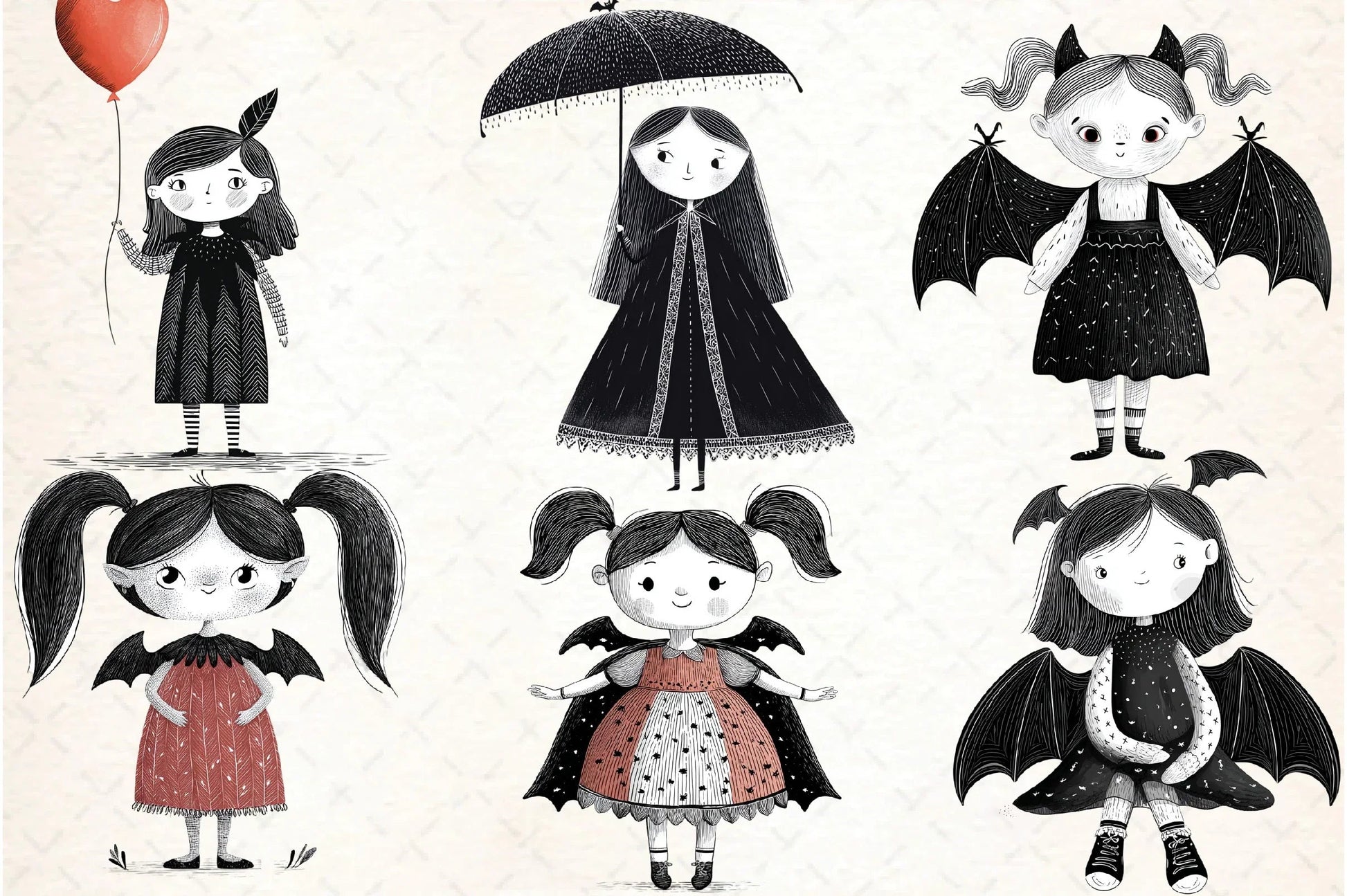 Whimsical Gothic Vampire Dolls Clipart Bundle - CraftNest - Digital Crafting and Art