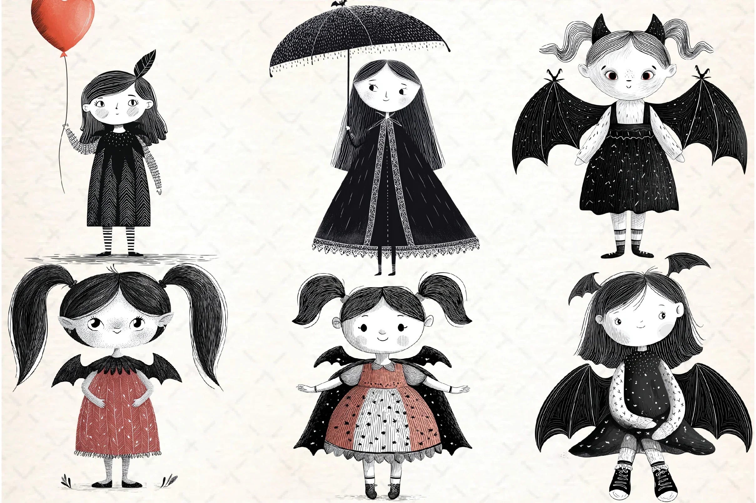 Whimsical Gothic Vampire Dolls Clipart Bundle - CraftNest - Digital Crafting and Art