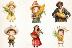 Pilgrim and Native American Characters Clipart Bundle - CraftNest - Digital Crafting and Art