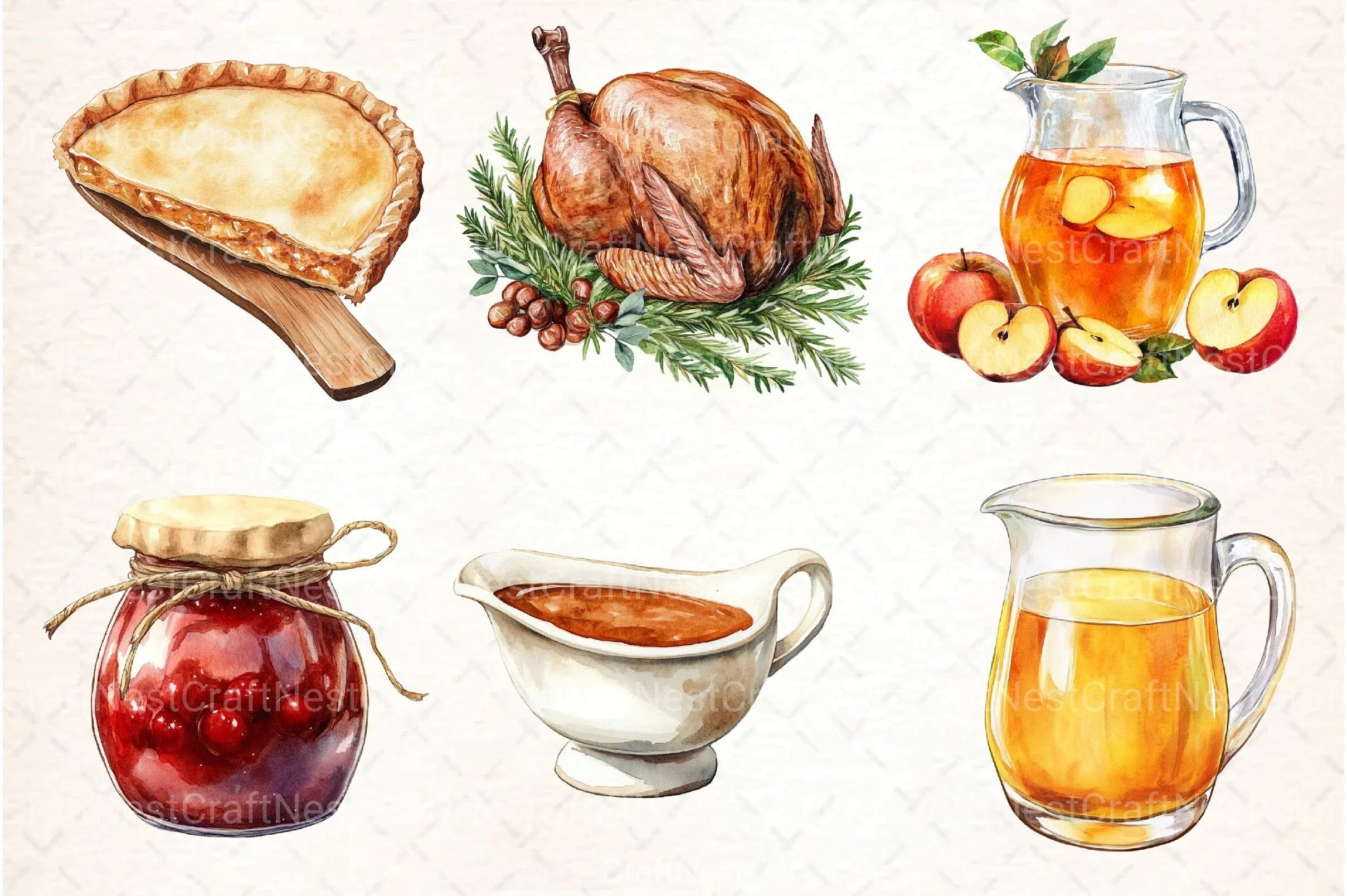 Pumpkin Pie & Turkey Day Clipart Bundle - CraftNest - Digital Crafting and Art