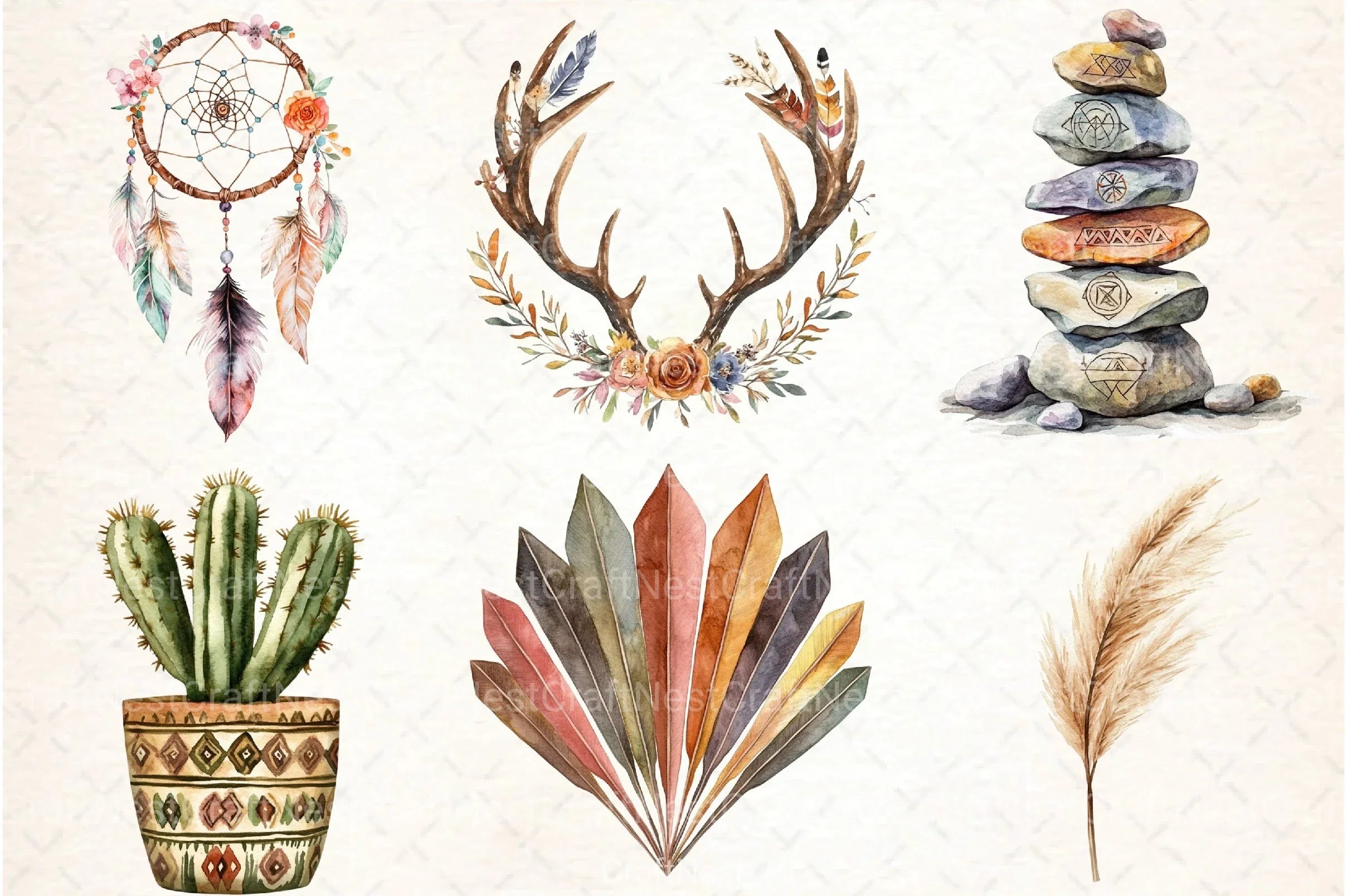 Boho Tribal Elements Clipart Bundle 4 - CraftNest - Digital Crafting and Art