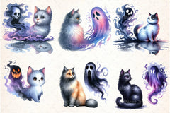 Halloween Cat & Ghost Clipart Bundle 78 - CraftNest - Digital Crafting and Art