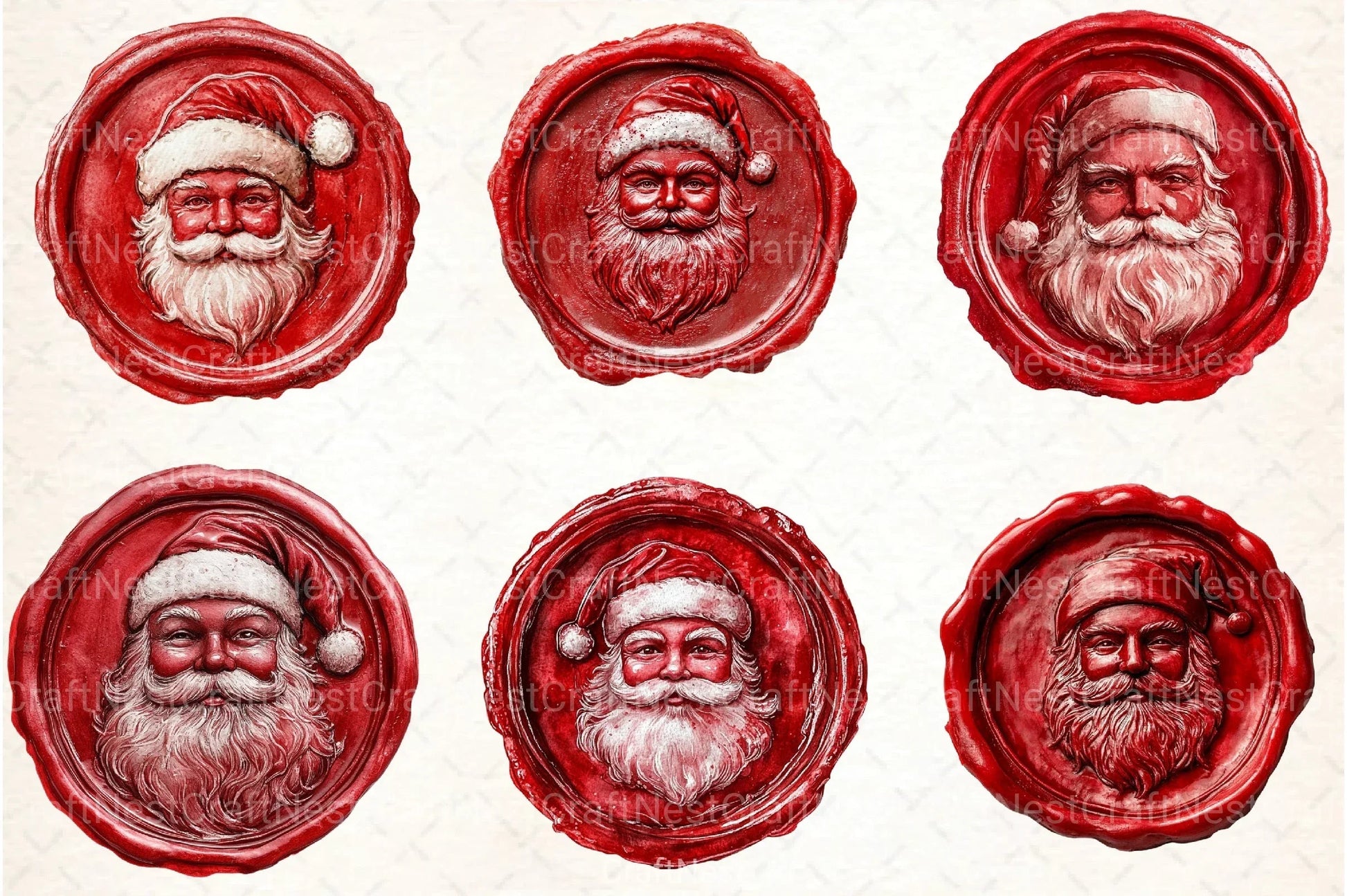 Seal Wax Christmas Santa Stamp Clipart Bundle - CraftNest - Digital Crafting and Art