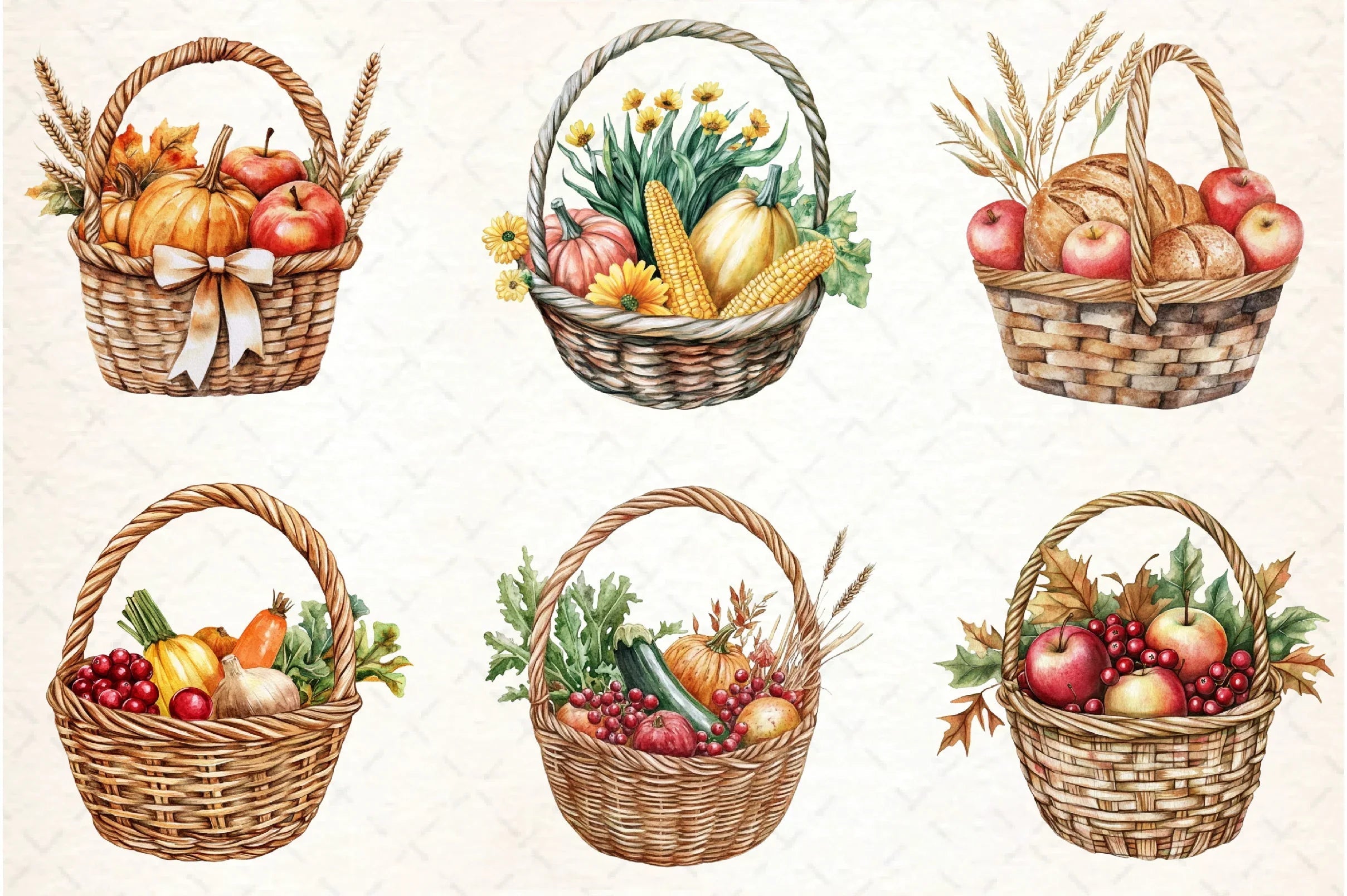 Harvest Basket Thanksgiving Clipart Bundle - CraftNest - Digital Crafting and Art