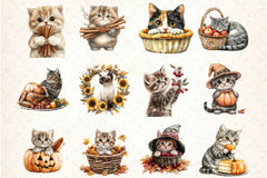 Thanksgiving Cat Clipart Bundle - CraftNest - Digital Crafting and Art
