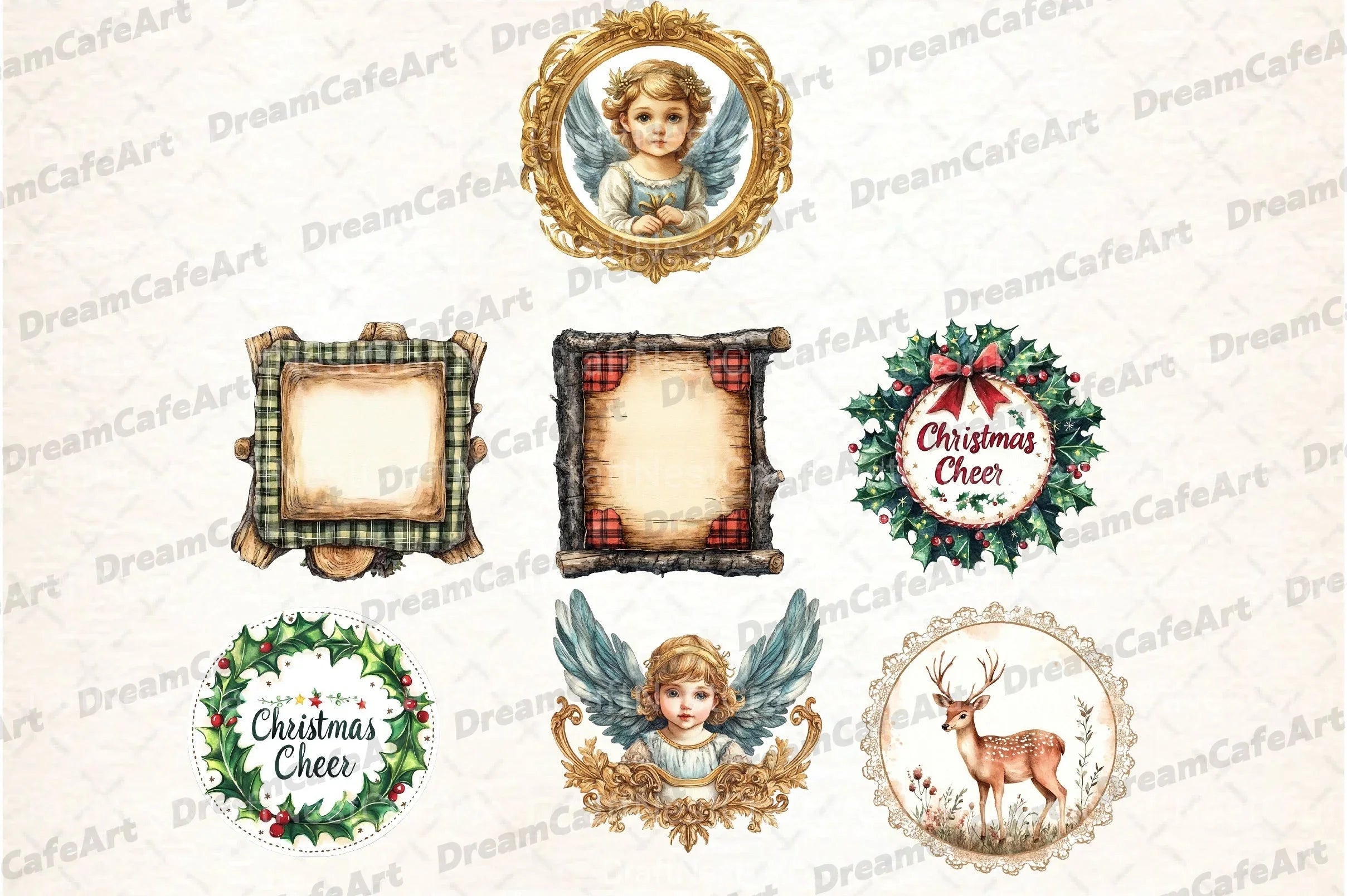 Vintage Christmas Label Clipart Bundle - CraftNest - Digital Crafting and Art