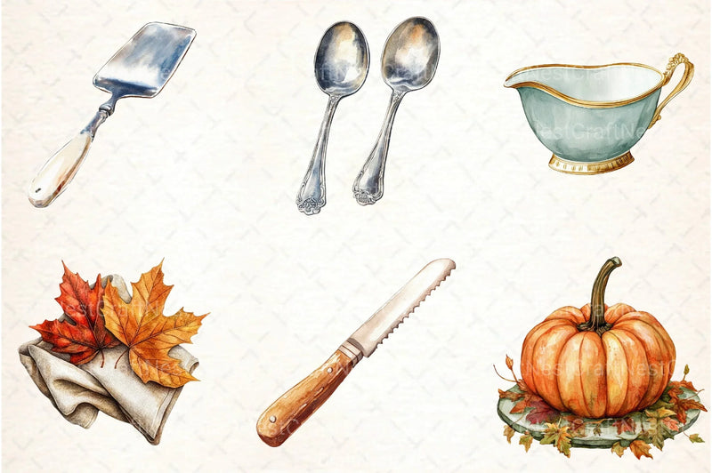 Thanksgiving Table Setting Clipart Bundle - CraftNest - Digital Crafting and Art