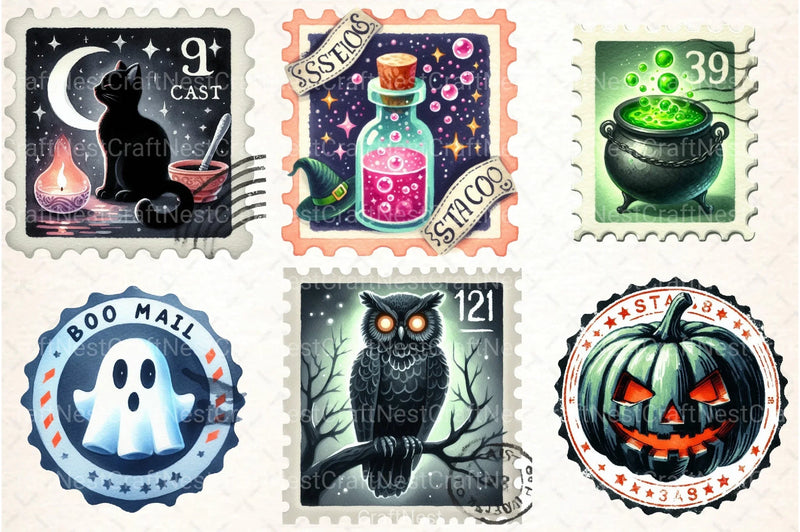 Halloween Stamp Clipart Bundle 1 - CraftNest - Digital Crafting and Art