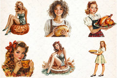 Thanksgiving Pin-Up Girl Clipart Bundle - CraftNest - Digital Crafting and Art