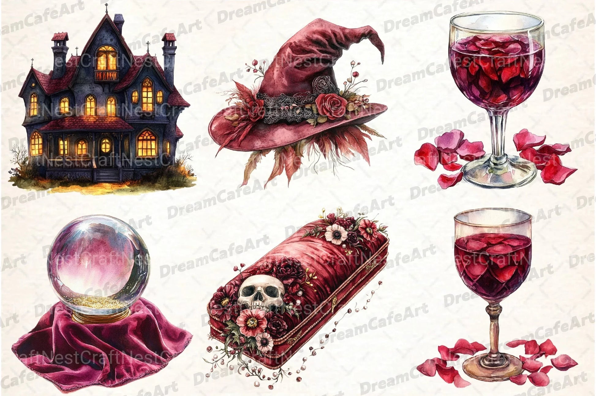 Burgundy Halloween Clipart Bundle 6 - CraftNest - Digital Crafting and Art