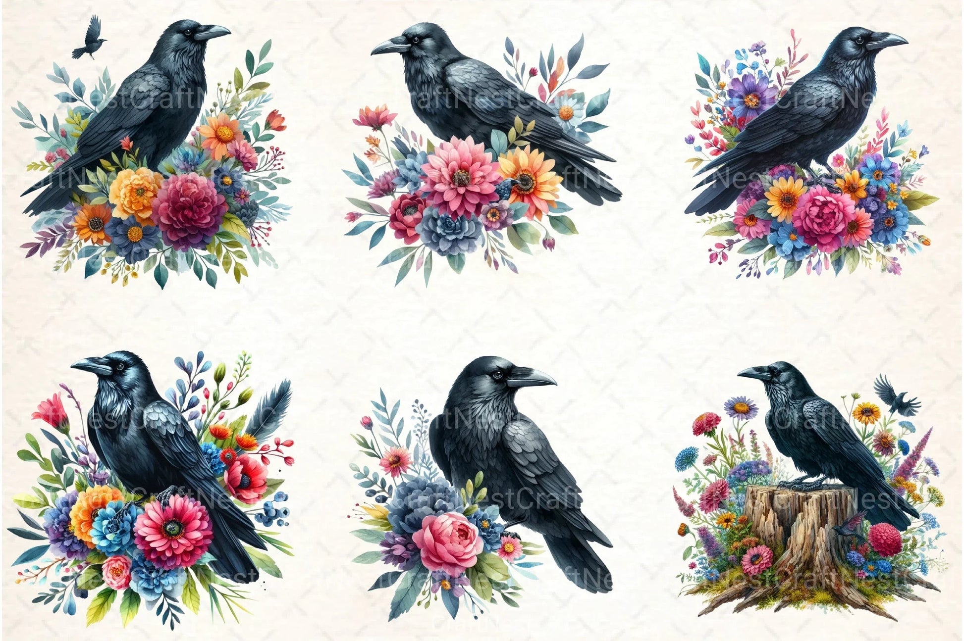 Black Raven Clipart Bundle - CraftNest - Digital Crafting and Art