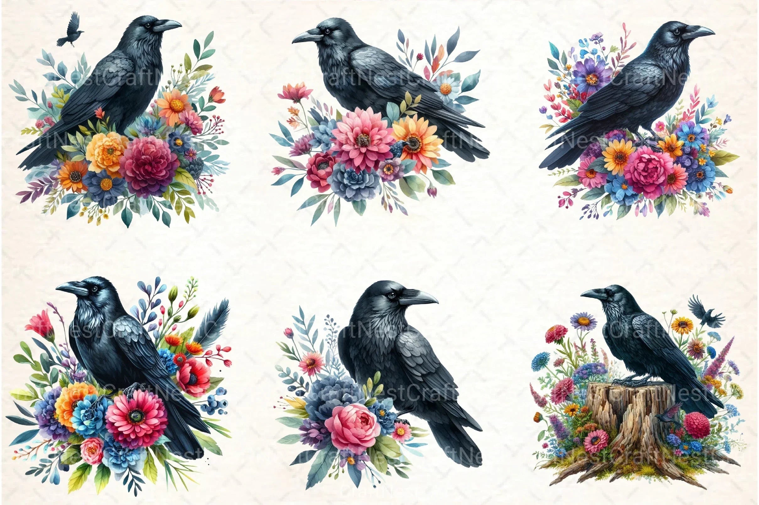 Black Raven Clipart Bundle - CraftNest - Digital Crafting and Art