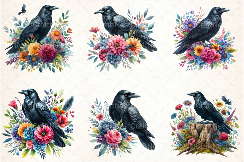 Black Raven Clipart Bundle - CraftNest - Digital Crafting and Art