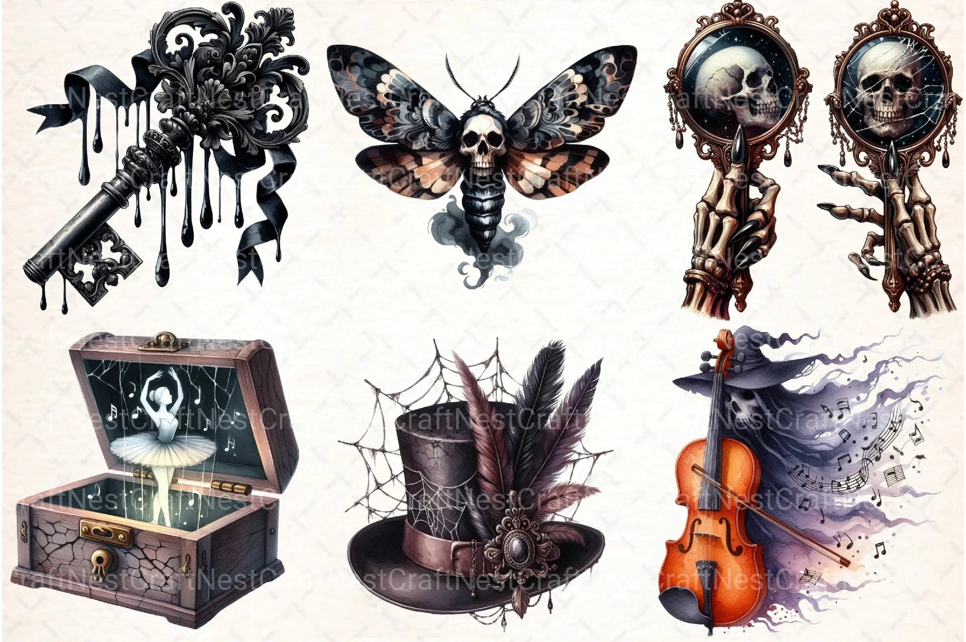 Antique Gothic Halloween Clipart Bundle 44 - CraftNest - Digital Crafting and Art