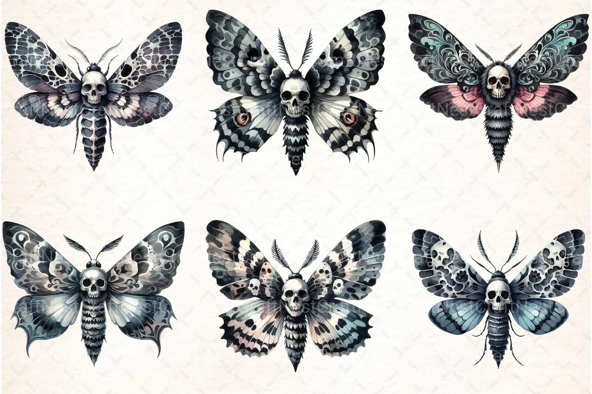 Gothic Moth Clipart Bundle - CraftNest - Digital Crafting and Art