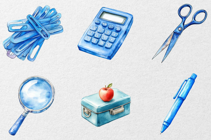Blue School Clipart Bundle - CraftNest - Digital Crafting and Art