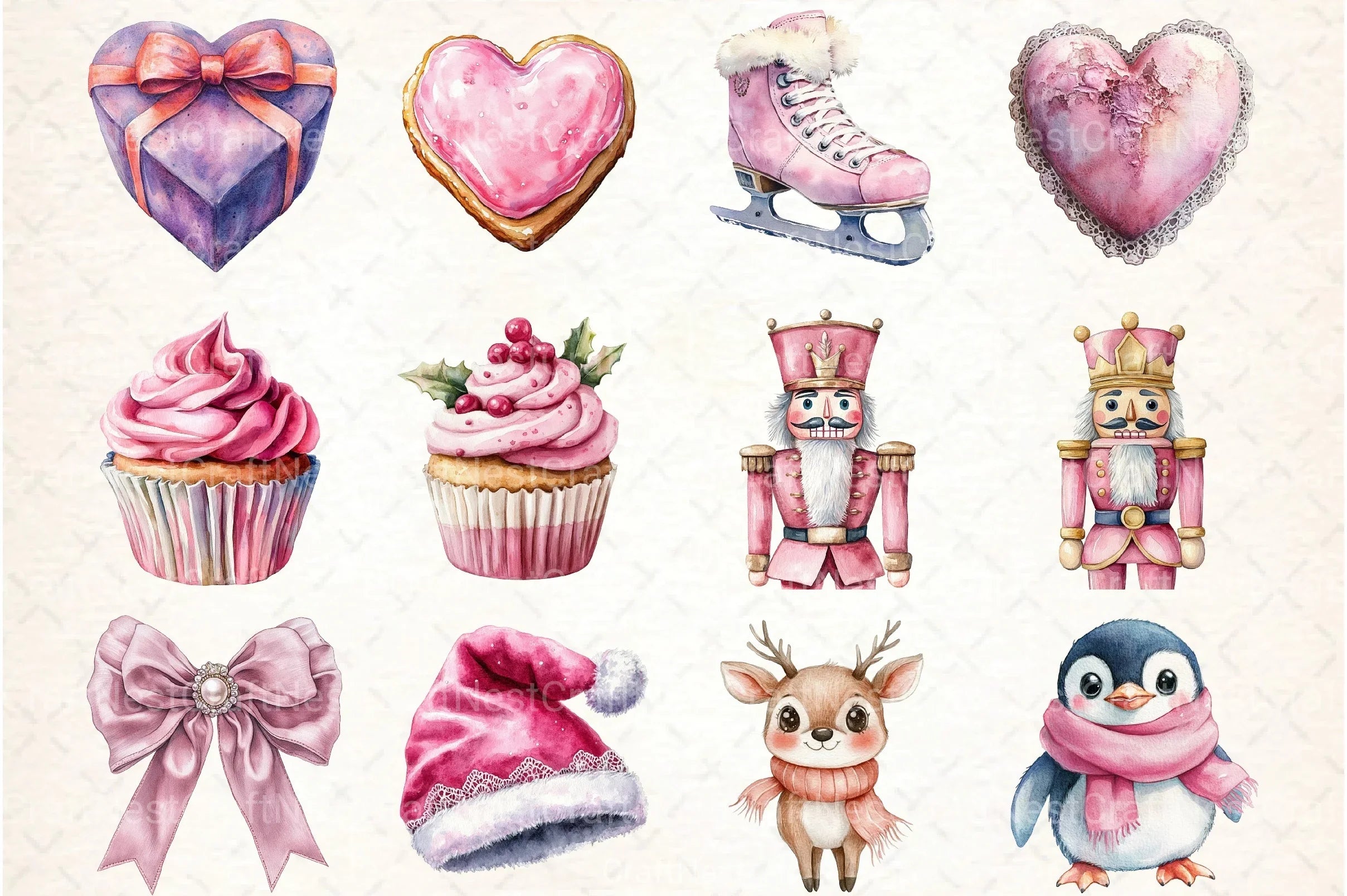 Kawaii Coquette Christmas Clipart Bundle - CraftNest - Digital Crafting and Art