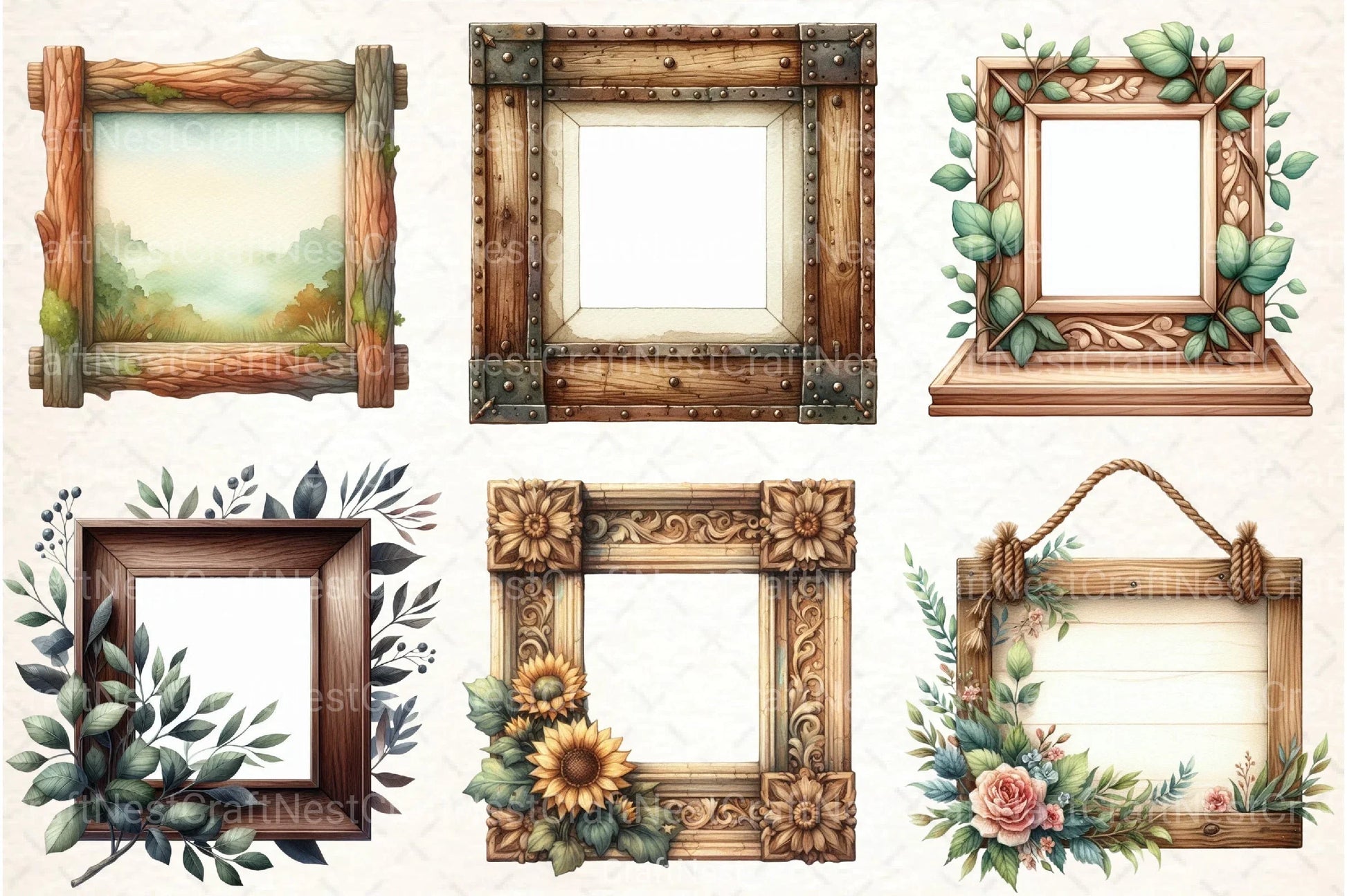 Wooden Frame Clipart Bundle 99 - CraftNest - Digital Crafting and Art