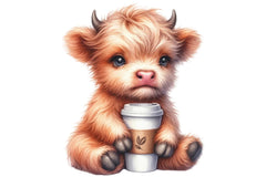 Funny Highland Cow Coffee Clipart Bundle - CraftNest - Digital Crafting and Art