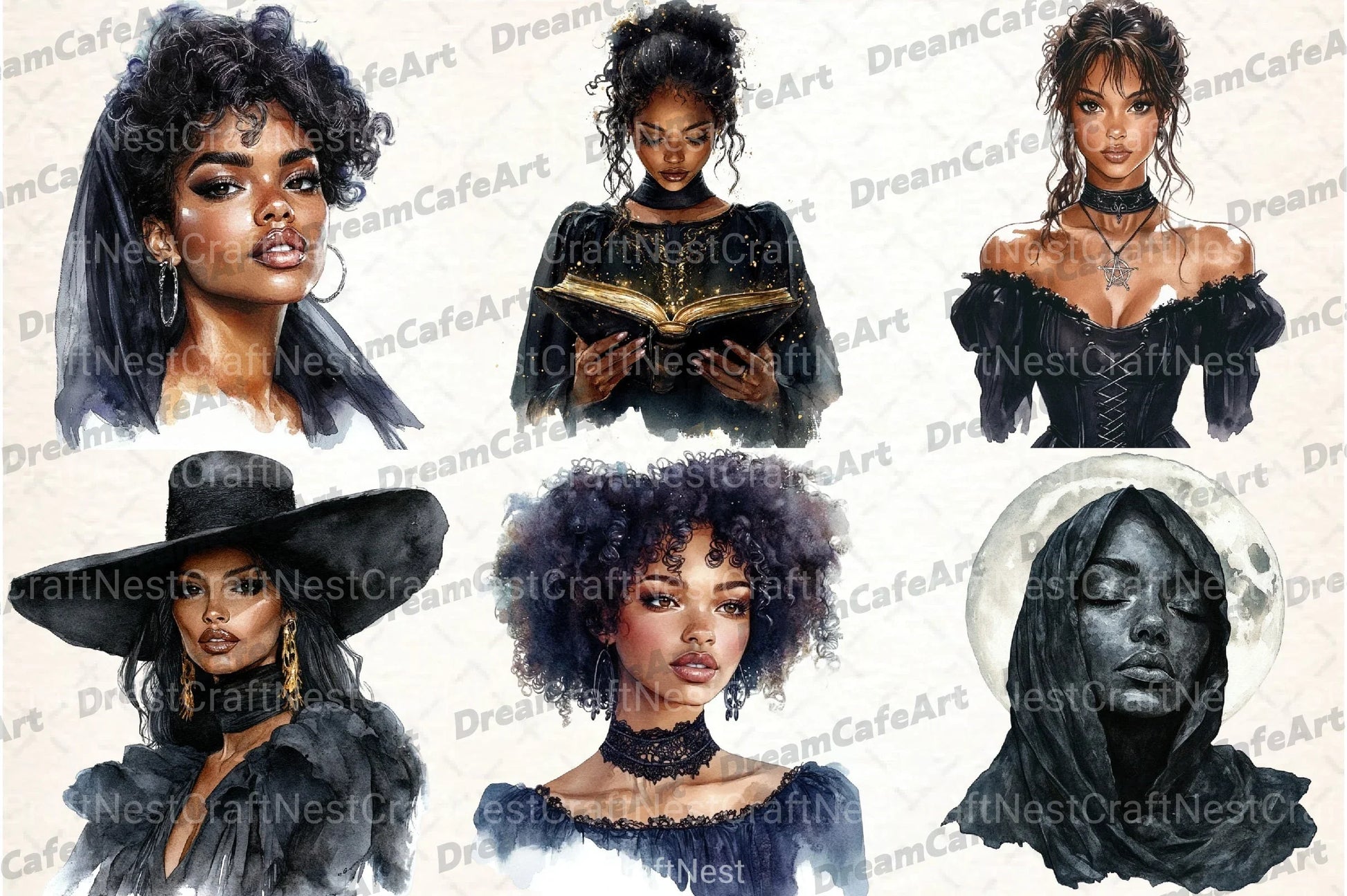 Gothic Black Woman Clipart Bundle - CraftNest - Digital Crafting and Art