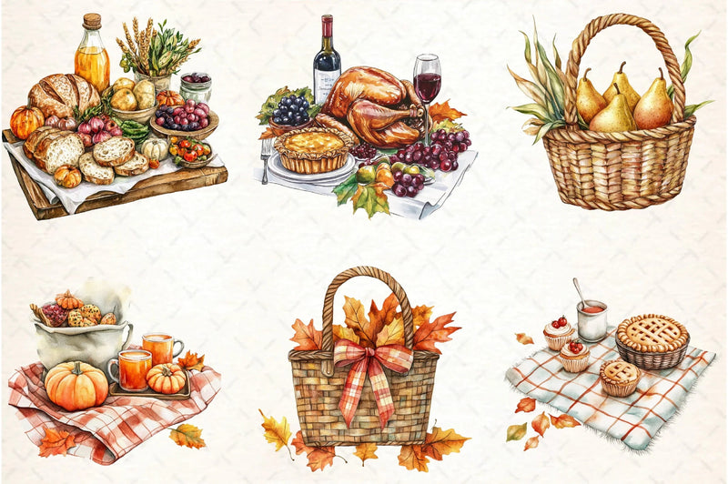 Thanksgiving Picnic Clipart Bundle - CraftNest - Digital Crafting and Art