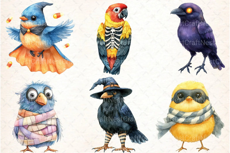 Halloween Spooky Quirky Birds Clipart Bundle - CraftNest - Digital Crafting and Art