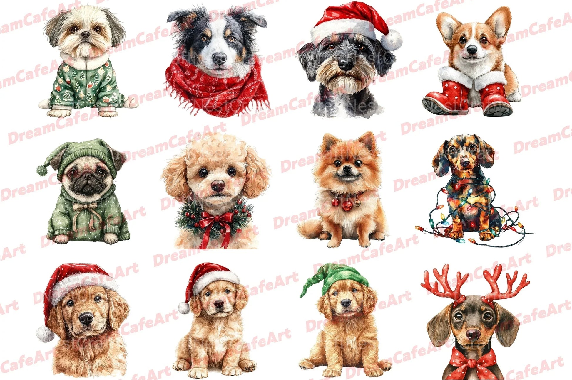 Quirky Christmas Dogs Clipart Bundle - CraftNest - Digital Crafting and Art