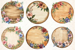 Round Wooden Clipart Bundle - CraftNest - Digital Crafting and Art