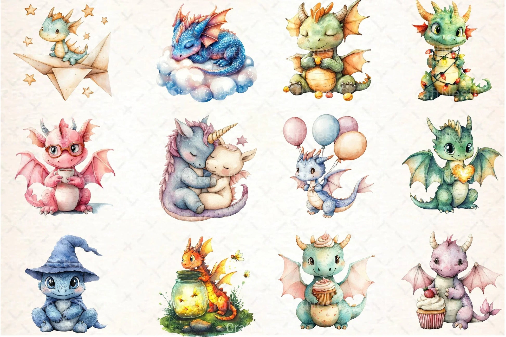 Whimsical Dragon Clipart Bundle - CraftNest - Digital Crafting and Art
