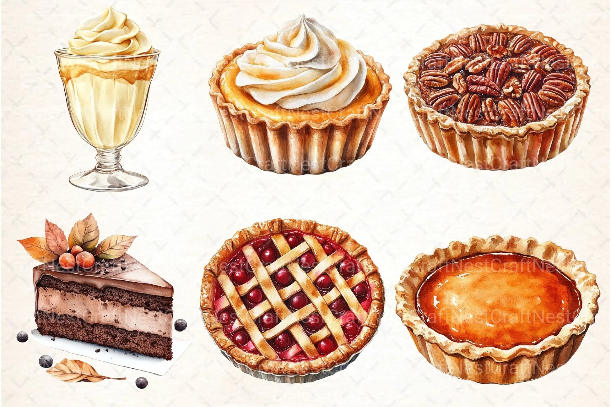 Thanksgiving Pie and Dessert Clipart Bundle - CraftNest - Digital Crafting and Art