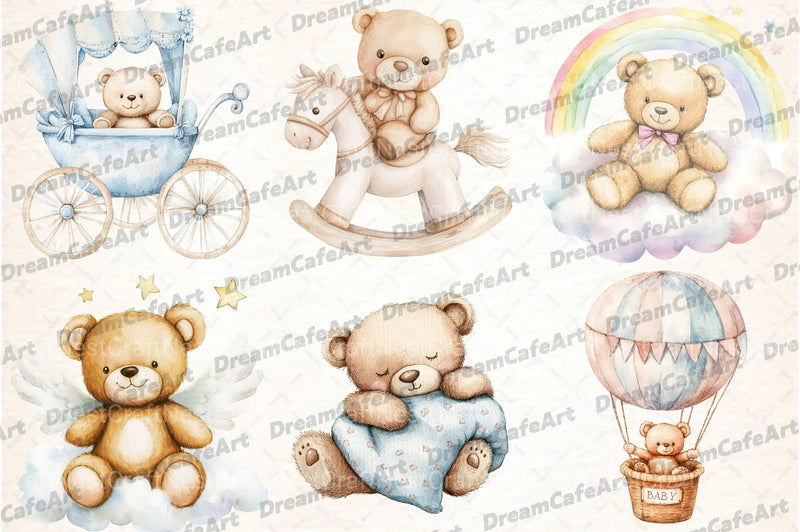 Teddy Bear Baby Shower Clipart Bundle - CraftNest - Digital Crafting and Art