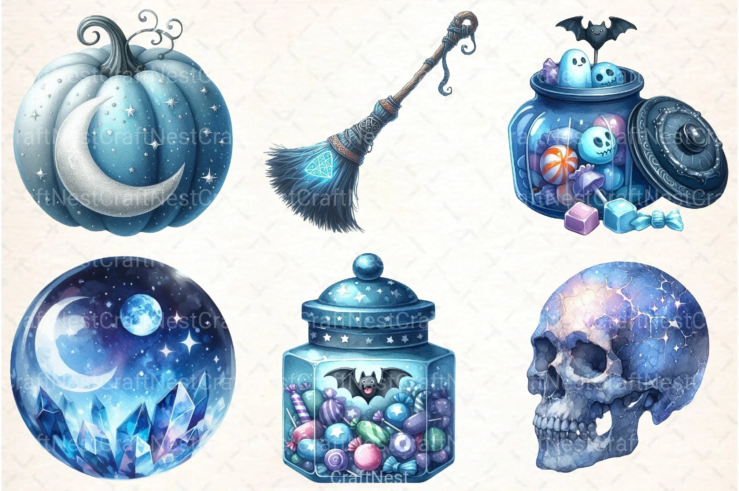Blue Halloween Clipart Bundle 4 - CraftNest - Digital Crafting and Art