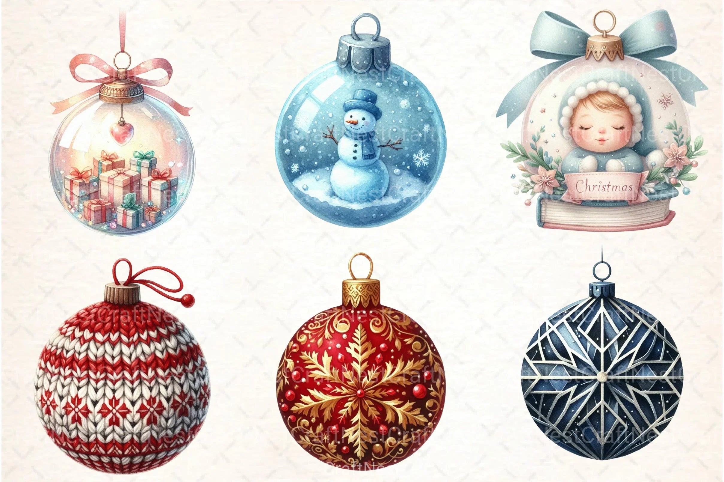 Christmas Ornament Clipart Bundle - CraftNest - Digital Crafting and Art