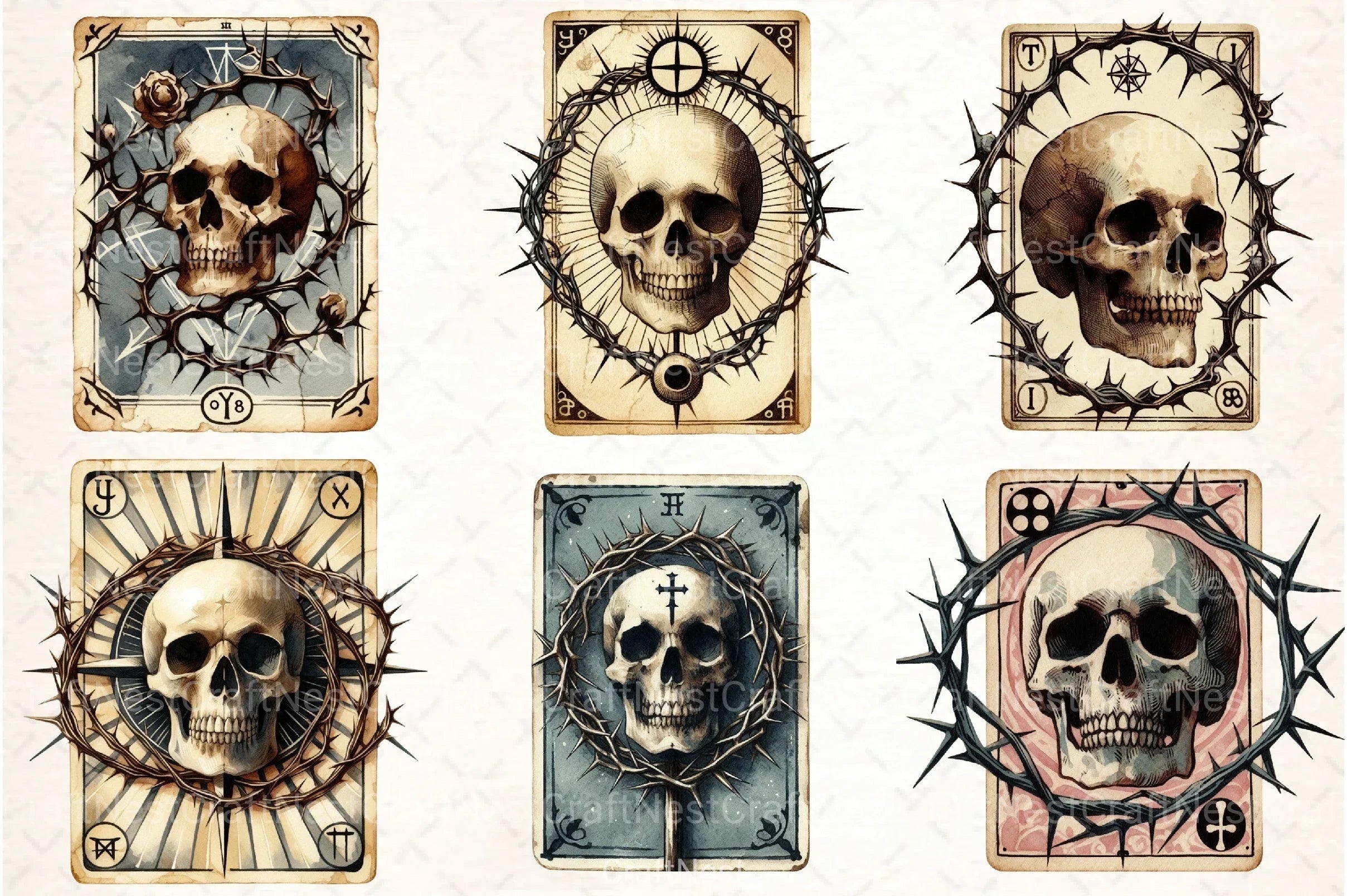 Vintage Halloween Tarot Card Clipart Bundle - CraftNest - Digital Crafting and Art