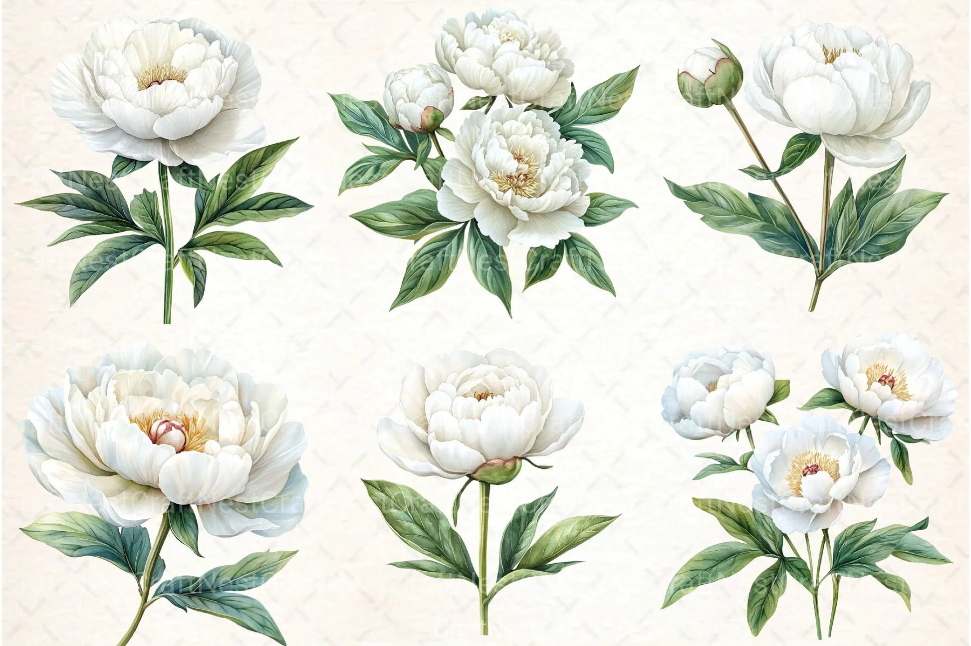White Peony Flowers Clipart Bundle - CraftNest - Digital Crafting and Art