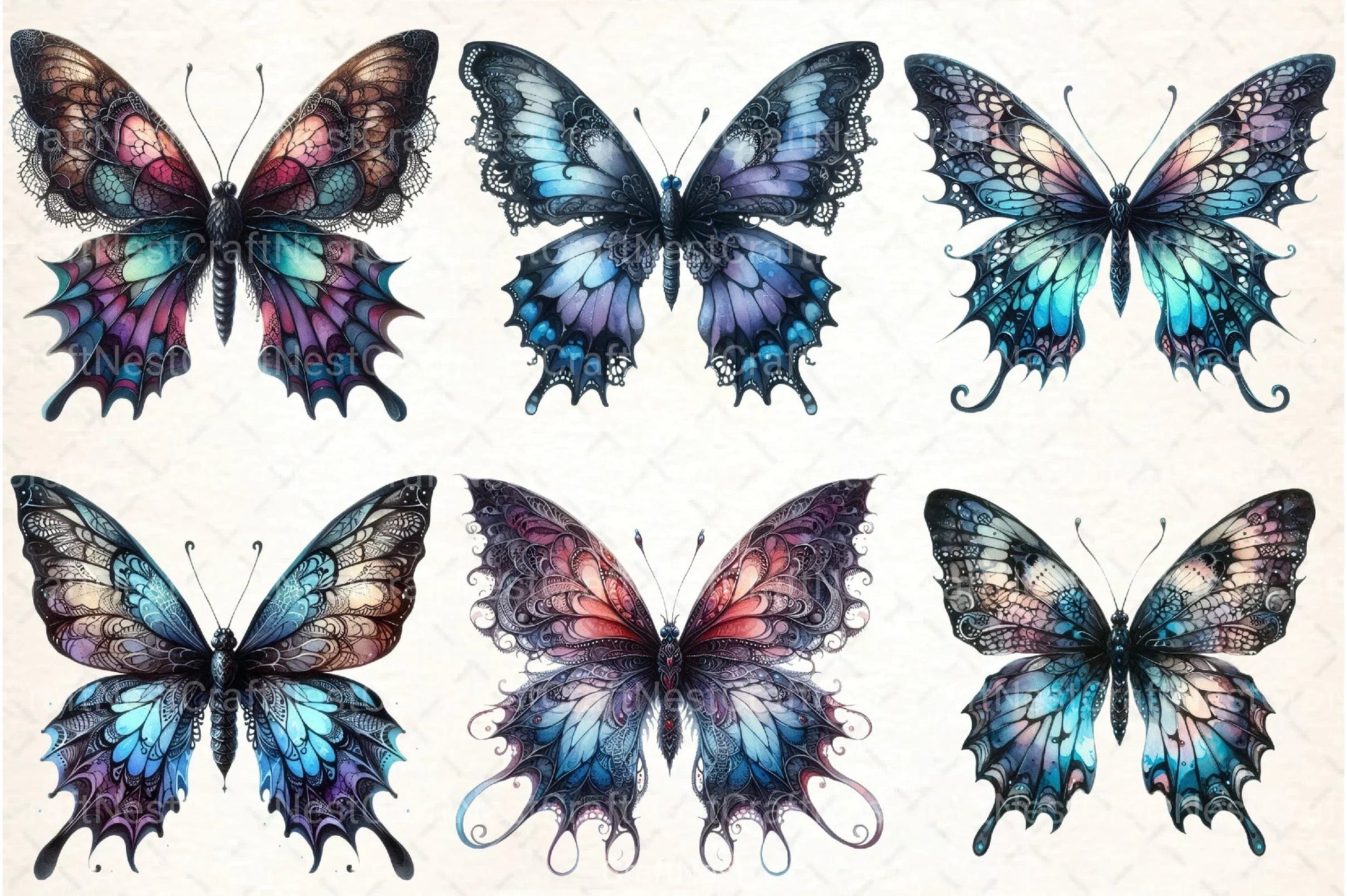 Gothic Butterfly Clipart Bundle 1 - CraftNest - Digital Crafting and Art