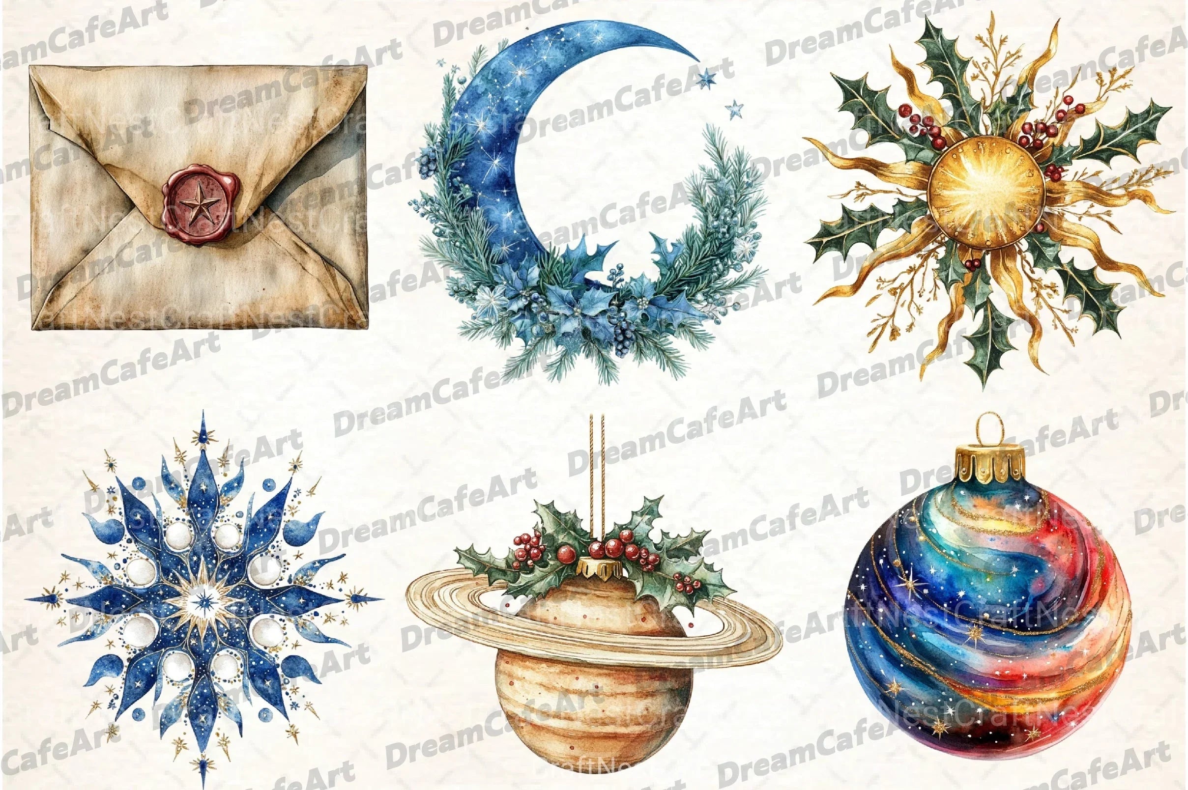Celestial Christmas Clipart Bundle1 - CraftNest - Digital Crafting and Art