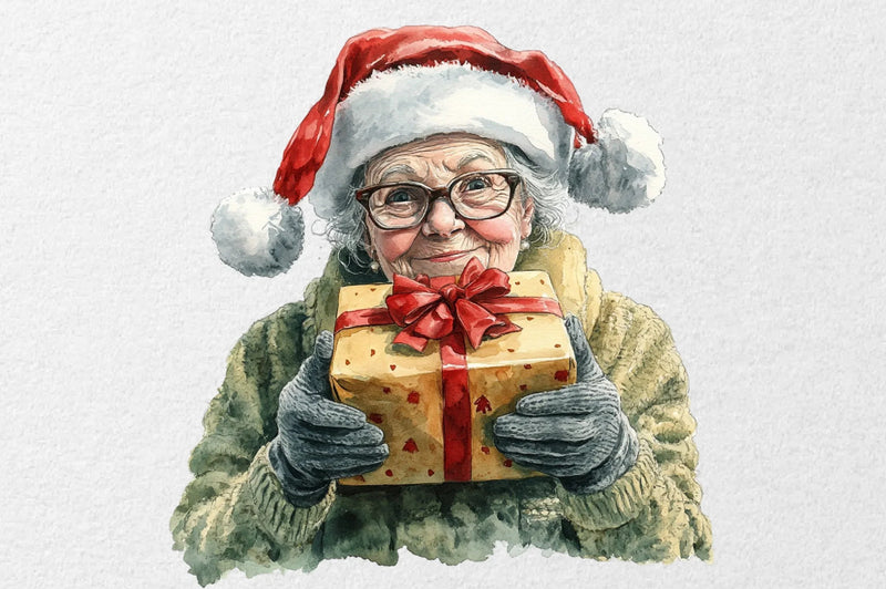 Funny Old Lady Christmas Clipart Bundle - CraftNest - Digital Crafting and Art